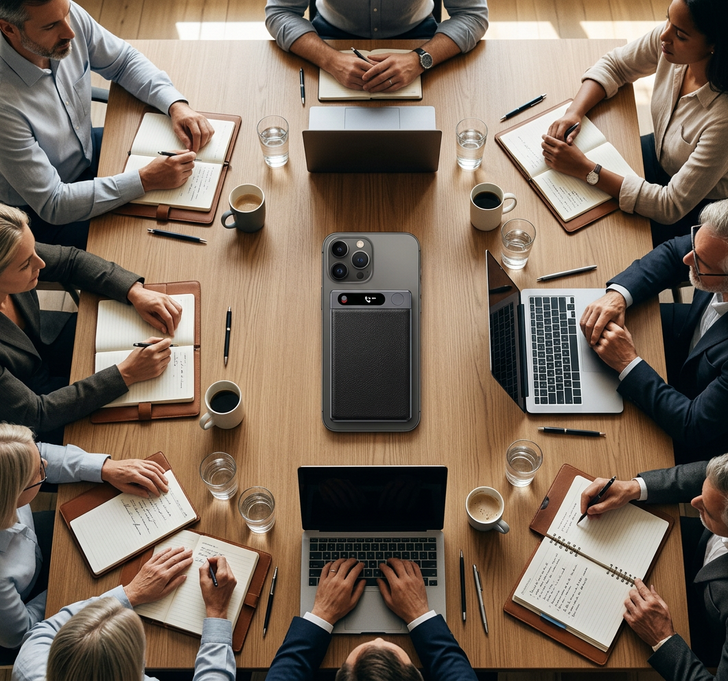 Suisse Meets Pro auf einem Meeting-Tisch